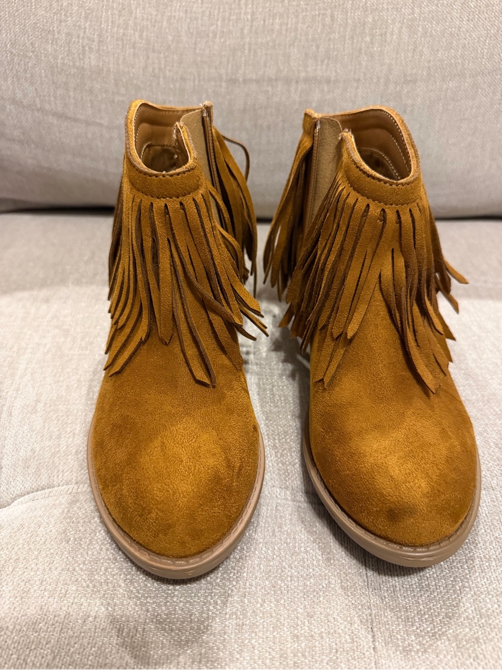 Women’s Fringe Suede Ankle Boots - Cognac